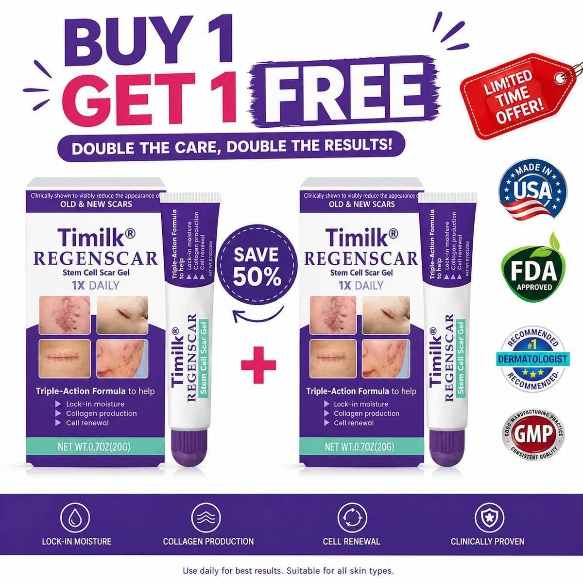 (Buy 1 Get 1 Free) ReGenScar Stem Cell Repair Gel (Visible Scar Improvement in 7 Days)